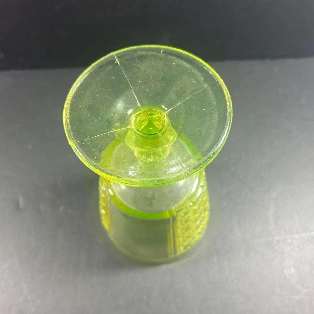 Vaseline Glass Goblet Yellow Green Star Panel Pattern Depression Glass